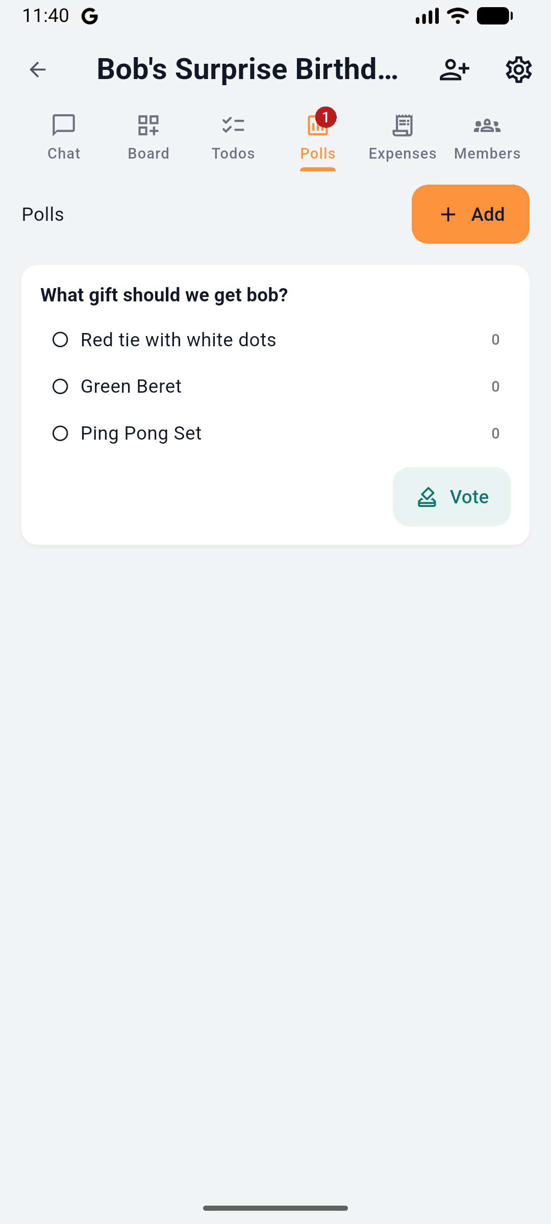 Quick polls — vote on anything with your group